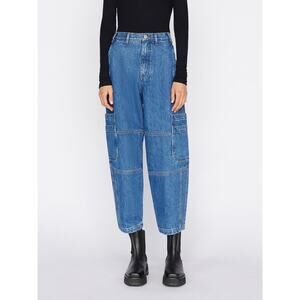 Frame 'Ultra' Blue High Rise Utility Barrel Denim Jean Size 26